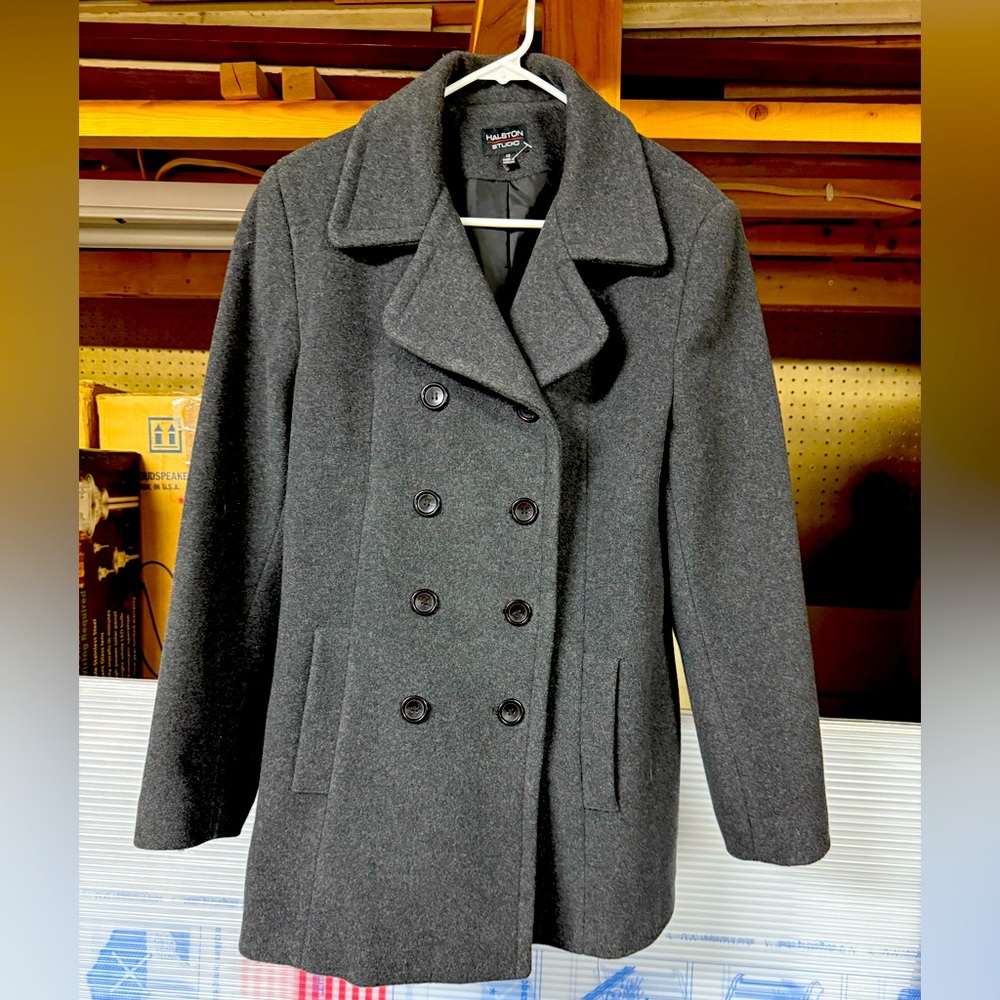 Halston Studio Peacoat Wool/Nylon/Cashmere